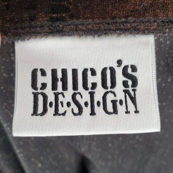 Vintage Chico's Design Top Brown Black Snake Print Velvet Long Sleeve Size 3 XL - Picture 6 of 9